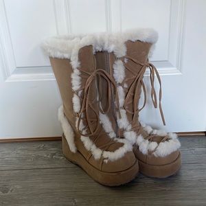 Platform Demonia Cubby 311 Knee high Fur Boot